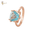 Luxurious minimalism triangular bug solitaire clawed lake blue CZ Rose Gold Engagement Rings