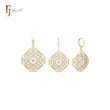 Octagon snowflake white CZs 14K Gold Jewelry Set with Pendant