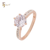 Elegant Rounded Round white or purple pink CZ cubic zirconia Rose Gold two tone Engagement Rings