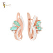 Interlocking Ribbons with Emerald Cluster CZs Rose Gold two tone Clip-On Earrings