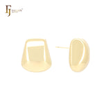 Glossy geometric bell shaped 14K Gold, Rose Gold, White Gold Stud Earrings