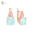 Big Solitaire Lake Blue CZ Rose Gold Clip-On Earrings