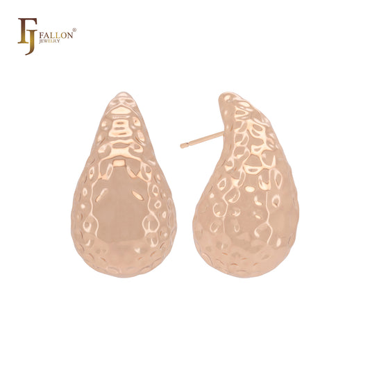 Nugget irregular textured 14K Gold, Rose Gold, White Gold Stud Earrings