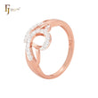 Interlocking wires of white CZs Rose Gold Fashion Rings