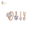 Triangular white CZ with arrow of white CZs Rose Gold two tone Jewelry Set with Rings and Pendant