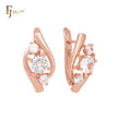 Triple white CZs clawed elegant Rose Gold Clip-On Earrings