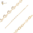 Tilted white CZs hearty hearts link 14K Gold Bracelets