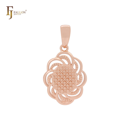 Spinning mesh flower textured Rose Gold Pendant