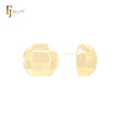 Rhombus squared textured half bead 14K Gold, Rose Gold, White Gold Stud Earrings