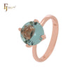 Four claws giant big solitaire rounded Apple Green CZ Rose Gold Engagement Rings