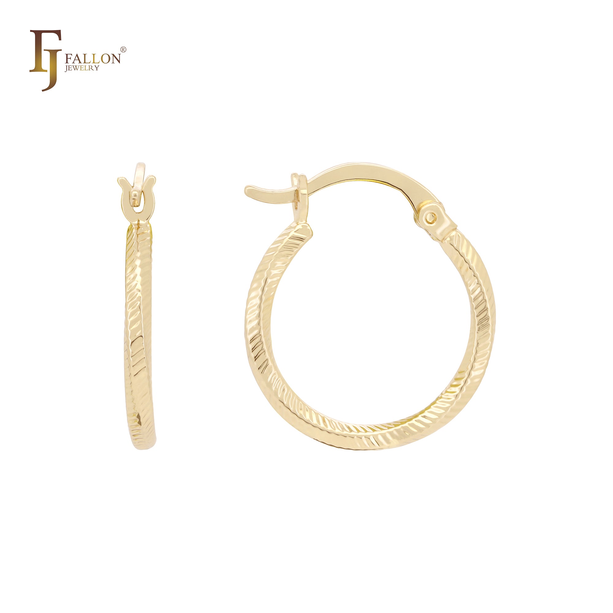 Glossy snake textured 14K Gold, Rose Gold Hoop Earrings