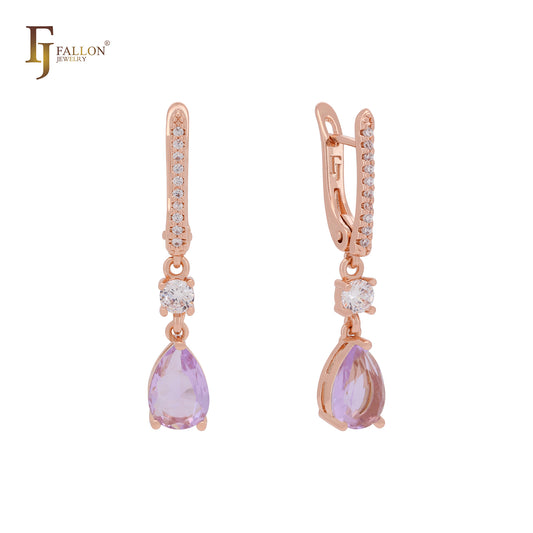 Elegant solitaire drop CZs Rose Gold Clip-On Earrings