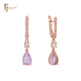 Elegant solitaire drop CZs Rose Gold Clip-On Earrings