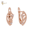 Wide shell of double white CZs Rose Gold Clip-On Earrings