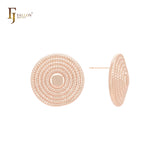 Straw hat shaped  14K Gold, Rose Gold, White Gold Stud Earrings