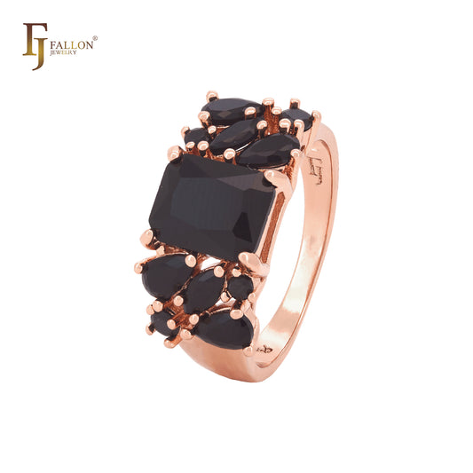 Cluster luxurious CZs colorful Rose Gold Fashion Rings