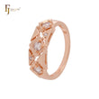 Triangular geometric white CZs Rose Gold Fashion Rings