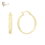 Crossing Textured 14K Gold, Rose Gold Hoop earrings