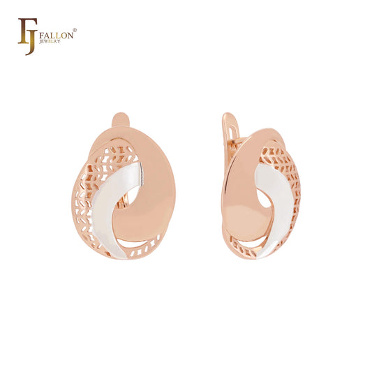 Alternative mesh filigree Rose Gold two tone Clip-On Earrings