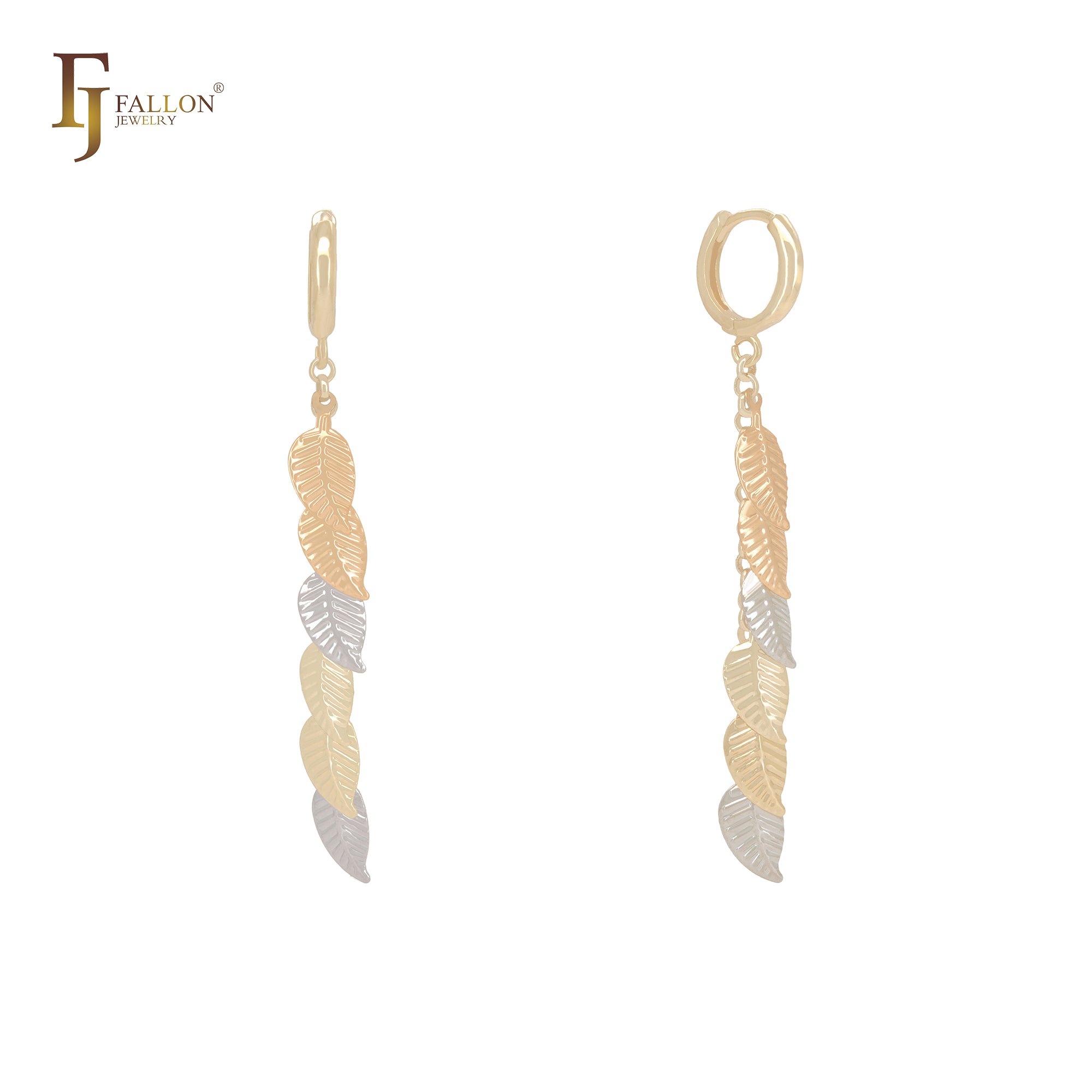 Thousand leaves of three plating color 14K Gold, Rose Gold ,white Gold Huggie Earrings