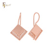 Filigree Rhombus Rose Gold wire hook earrings