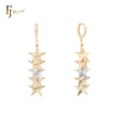 Five stars dangling Rose Gold and 14K Gold three tone Huggie Earrings