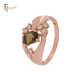 Luxurious white, emerald or coffee CZs Rose Gold Fashion Rings