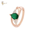 Pear shape CZ with white CZs Rose Gold two tone Fashion Rings