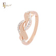 Embraced twisted ribbons of white CZs Rose Gold two tone Fashion Rings