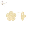 Rounded five petals flower 14K Gold, Rose Gold, White Gold Stud Earrings