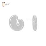 Irregular glossy u shaped rounded head 14K Gold, Rose Gold, White Gold Stud Earrings