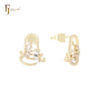 Cluster white CZs 14K Gold Stud Earrings