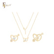 Heart of solitaire white cz and cupid arrow of love 14K Gold Necklace