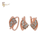 Thousand luxurious lake blue marquise cluster CZs Rose Gold Jewelry Set with Rings