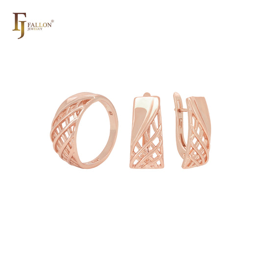 Thousand crossing mesh net Rose Gold Jewelry Set with Rings