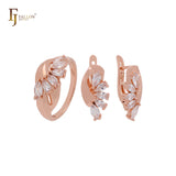 Luxurious cluster marquise olive yellow or white CZs Rose Gold Jewelry Set with Rings