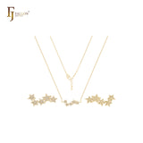 Five stars with white CZs 14K Gold Necklace