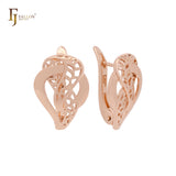 Overlapped interlocking filigree of branches Rose Gold Clip-On Earrings