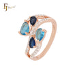 Cluster mixed blue and white CZs Rose Gold Fashion Rings