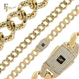 Ultra Copper wide fancy cuban link white CZs cluster luxurious 14K Gold Bracelets Chain