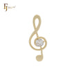 Music tone solitaire white CZ 14K Gold Pendant