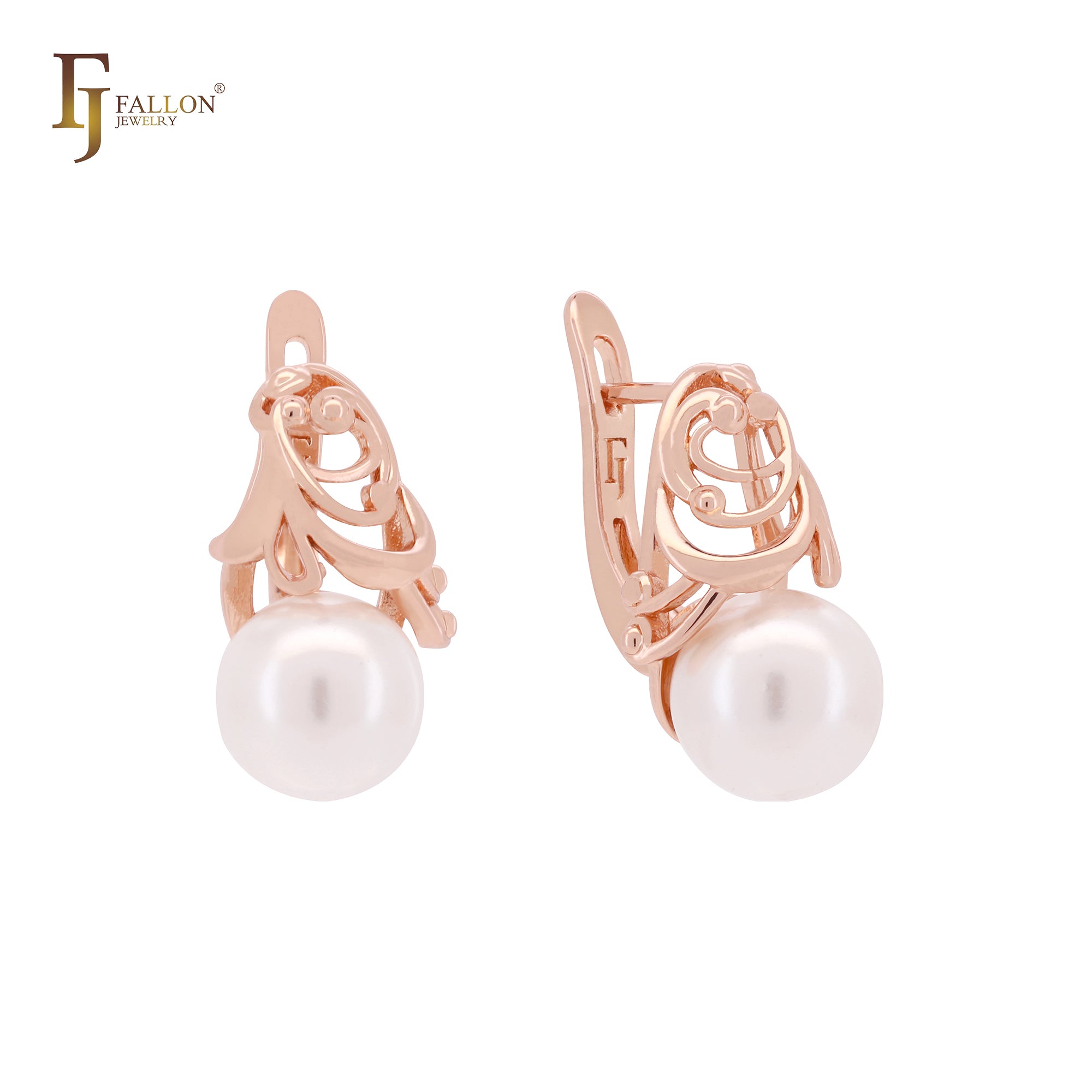 Fruitful filigree Pearl Rose Gold Clip-On Earrings