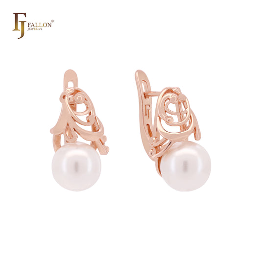 Fruitful filigree Pearl Rose Gold Clip-On Earrings