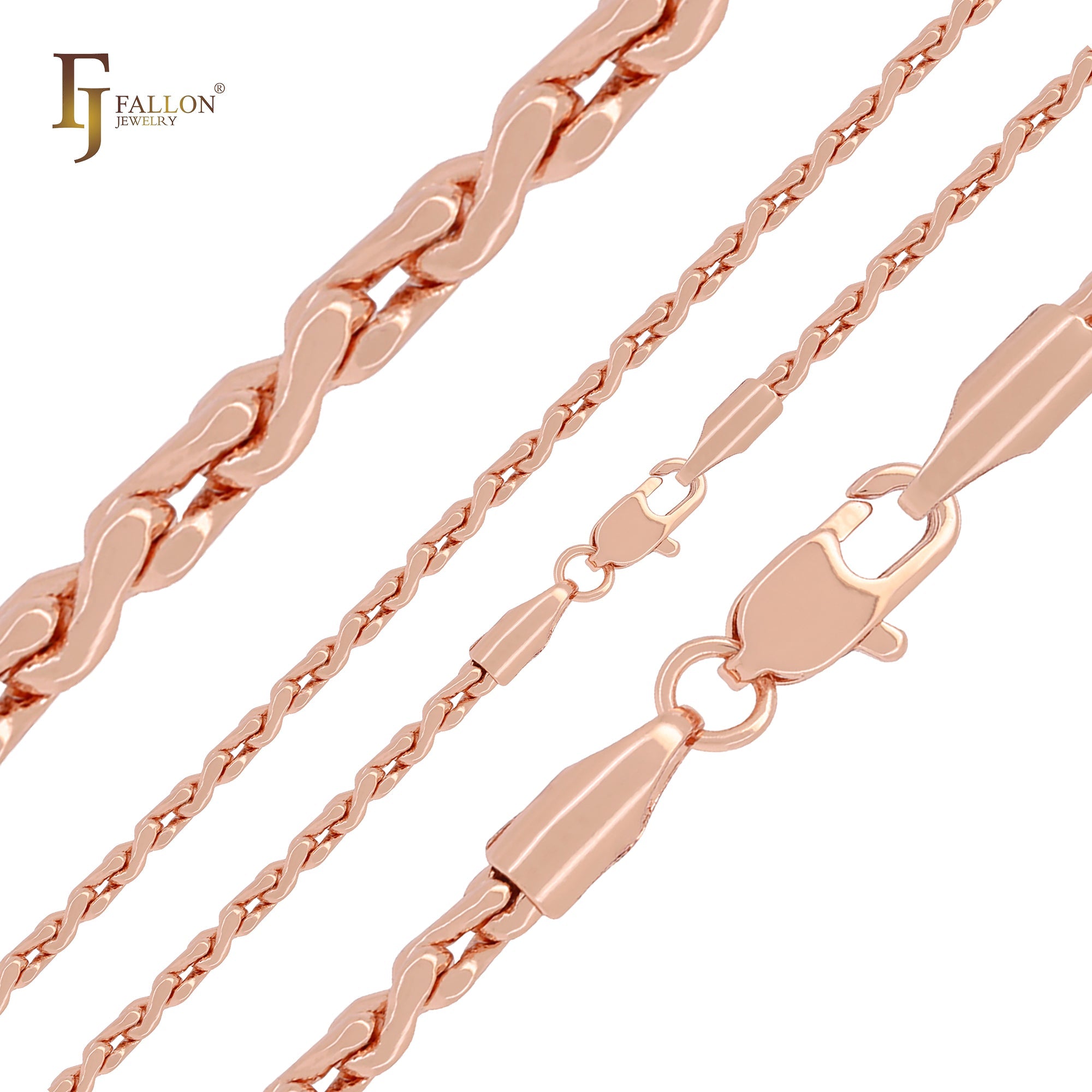 Twisted cable hollow fancy S link Rose Gold chains