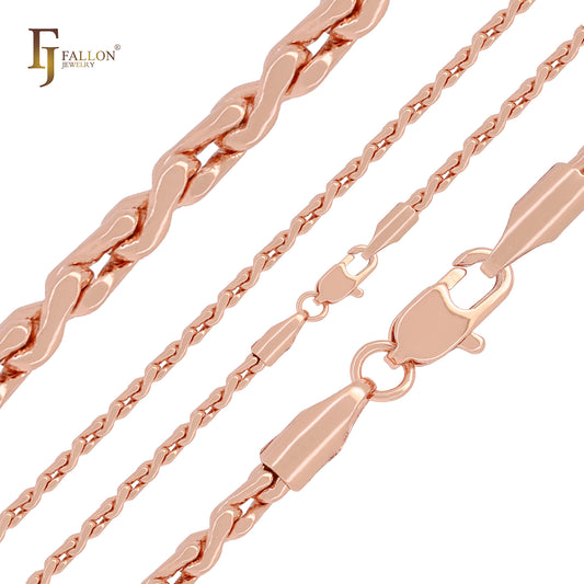 Twisted cable hollow fancy S link Rose Gold chains