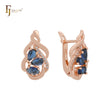 Cluster Blue white CZs Rose Gold Clip-On Earrings