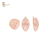 Filigree of Marquise Rose Gold Jewelry Set with Rings