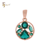 Cluster emerald CZs luxurious Rose Gold Pendant