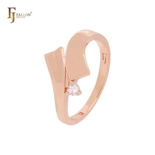 Double touching Ribbons Rose Gold Fashion Rings