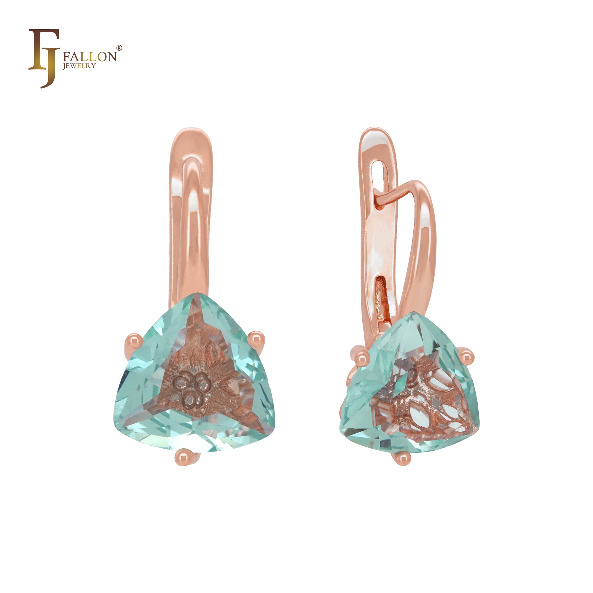 Elegant minimalism solitaire clawed apple green CZ Rose Gold Clip-On Earrings